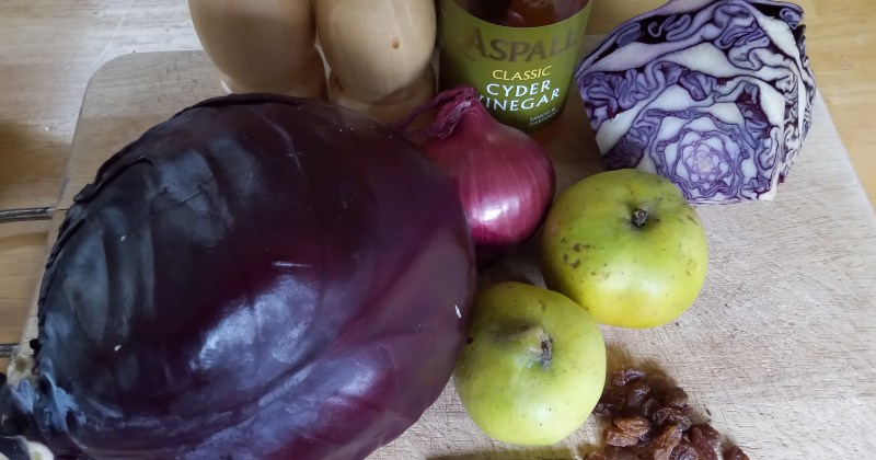 ingredients as listed in the blog displayed on a wooden chopping board